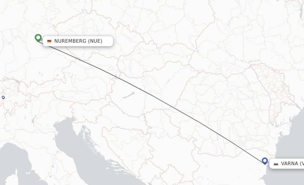 Direct (nonstop) flights from Nuremberg to Varna schedules