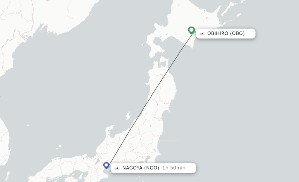 Direct (nonstop) flights from Obihiro to Nagoya schedules