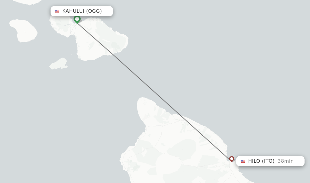Direct (nonstop) flights from Kahului to Hilo schedules