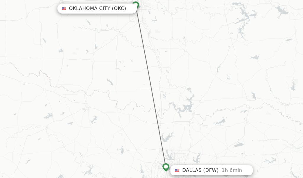 Direct (nonstop) flights from Oklahoma City to Dallas schedules