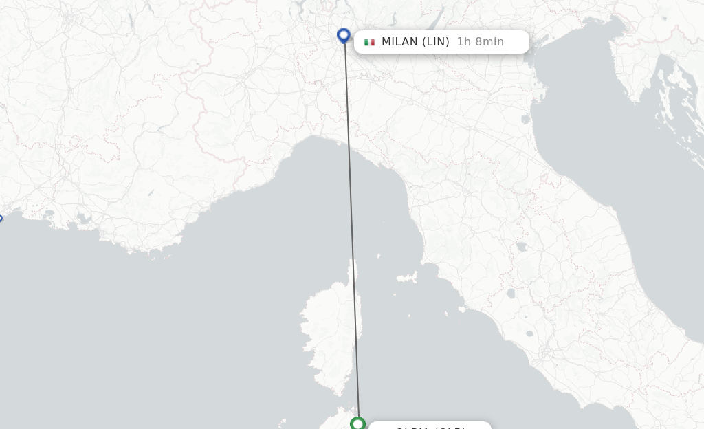 Direct (nonstop) flights from Olbia to Milan schedules