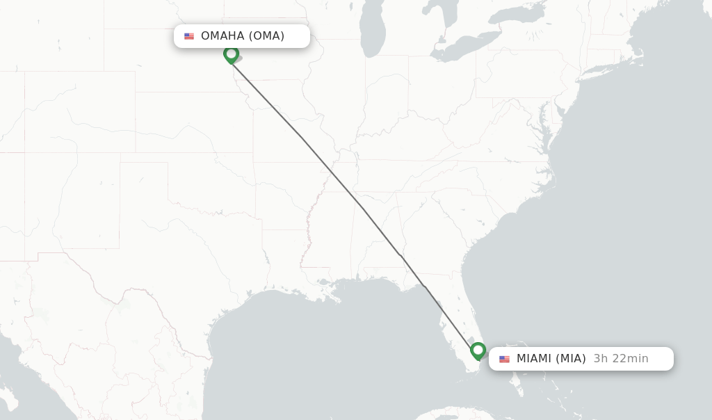 Direct (nonstop) flights from Omaha to Miami schedules