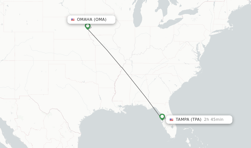 Direct (nonstop) flights from Omaha to Tampa schedules