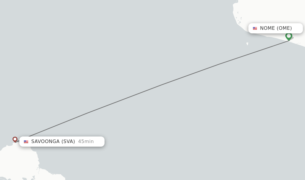 Direct (nonstop) flights from Nome to Savoonga schedules