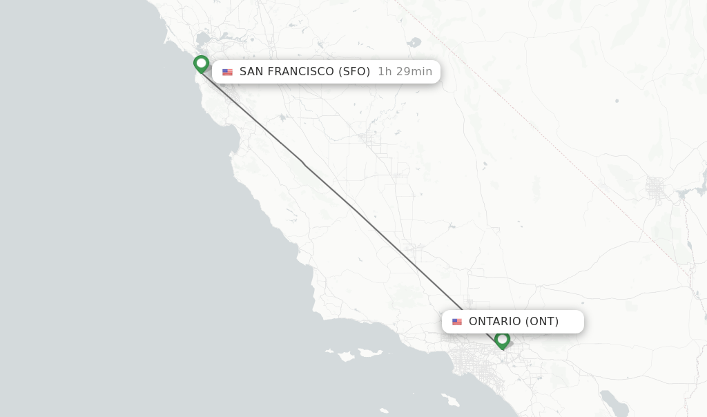 Direct (nonstop) flights from Ontario to San Francisco schedules