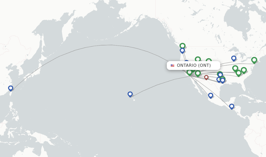 Direct (nonstop) flights from Ontario (ONT)