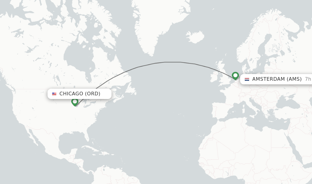 Direct (nonstop) flights from Chicago to Amsterdam schedules