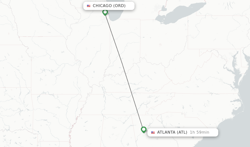 Direct (nonstop) flights from Chicago to Atlanta schedules