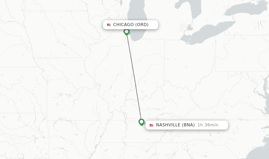 Direct (nonstop) flights from Chicago to Nashville schedules