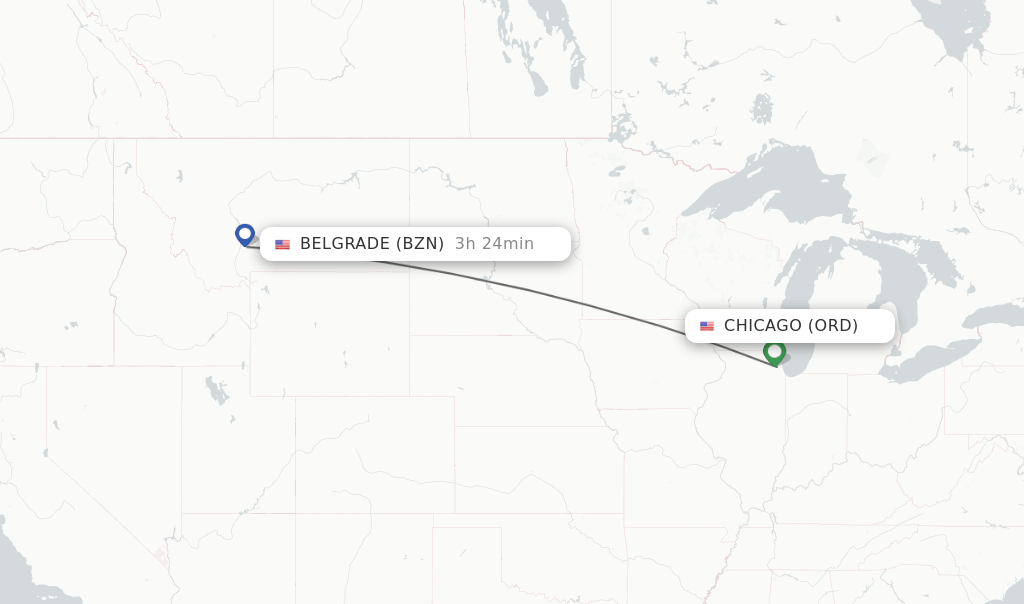 Direct (nonstop) flights from Chicago to Bozeman schedules