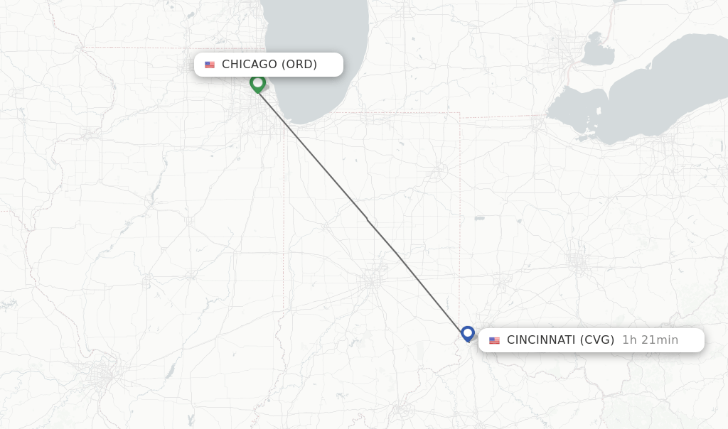 Direct (nonstop) flights from Chicago to Cincinnati schedules