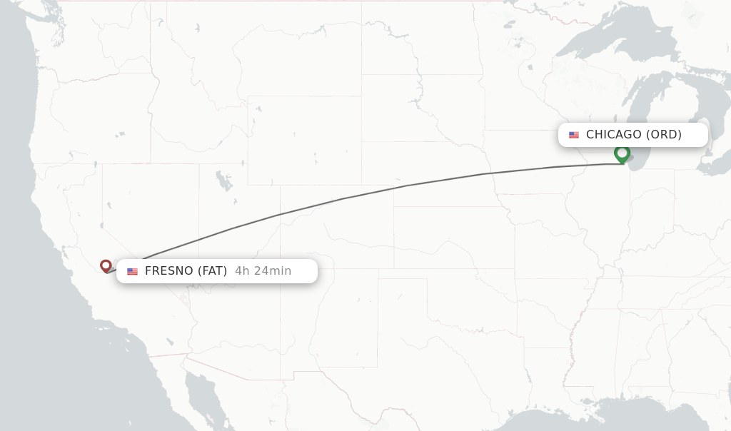 Direct (nonstop) flights from Chicago to Fresno schedules
