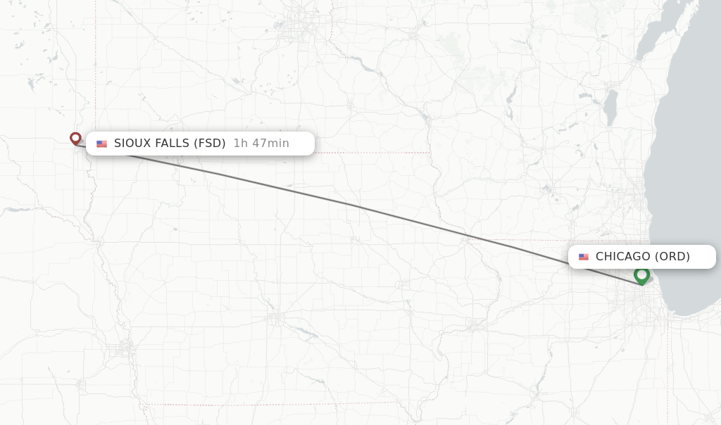 Direct (nonstop) flights from Chicago to Sioux Falls schedules