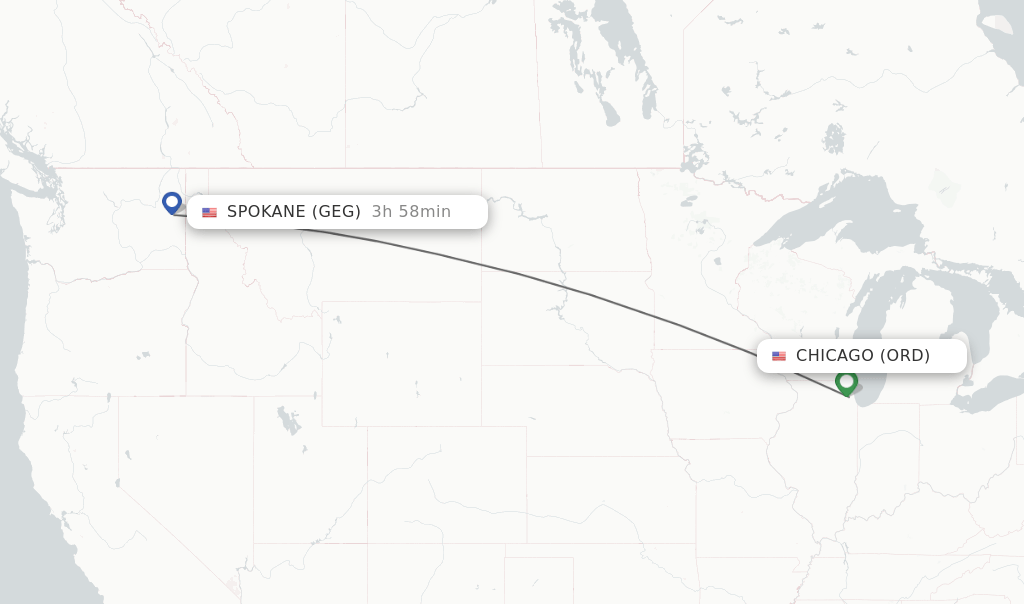Direct (nonstop) flights from Chicago to Spokane schedules
