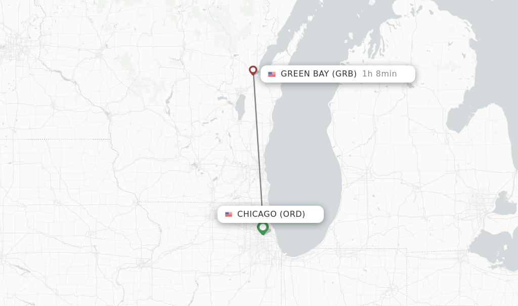 Direct (nonstop) flights from Chicago to Green Bay schedules