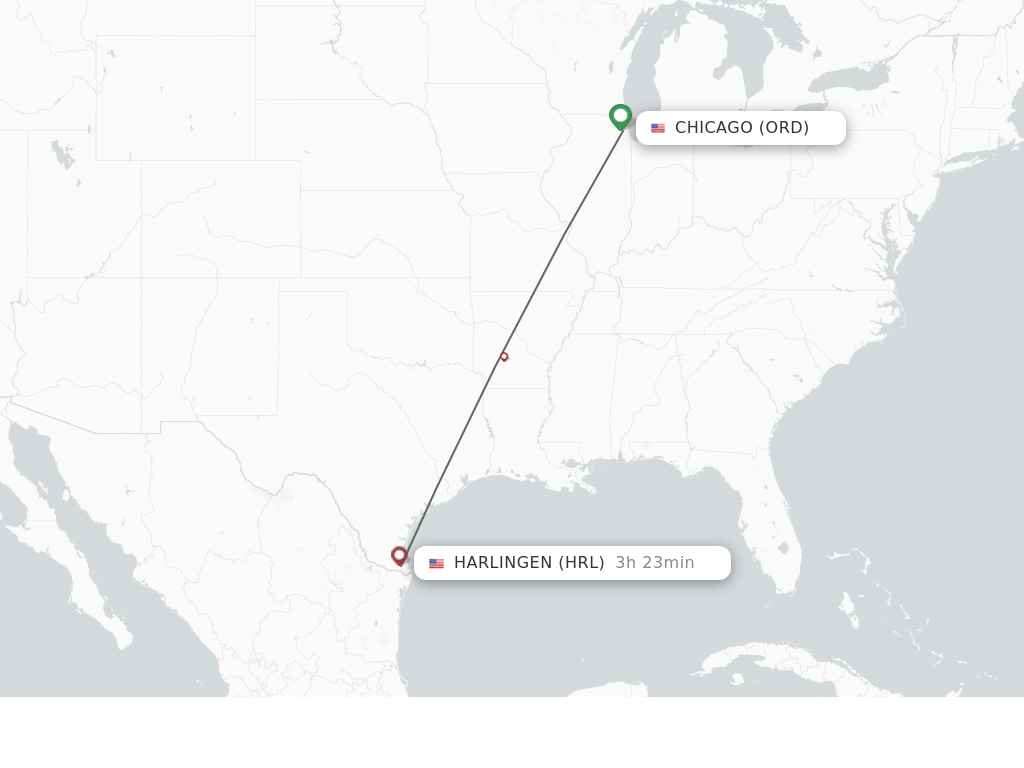 Direct (nonstop) flights from Chicago to Harlingen schedules
