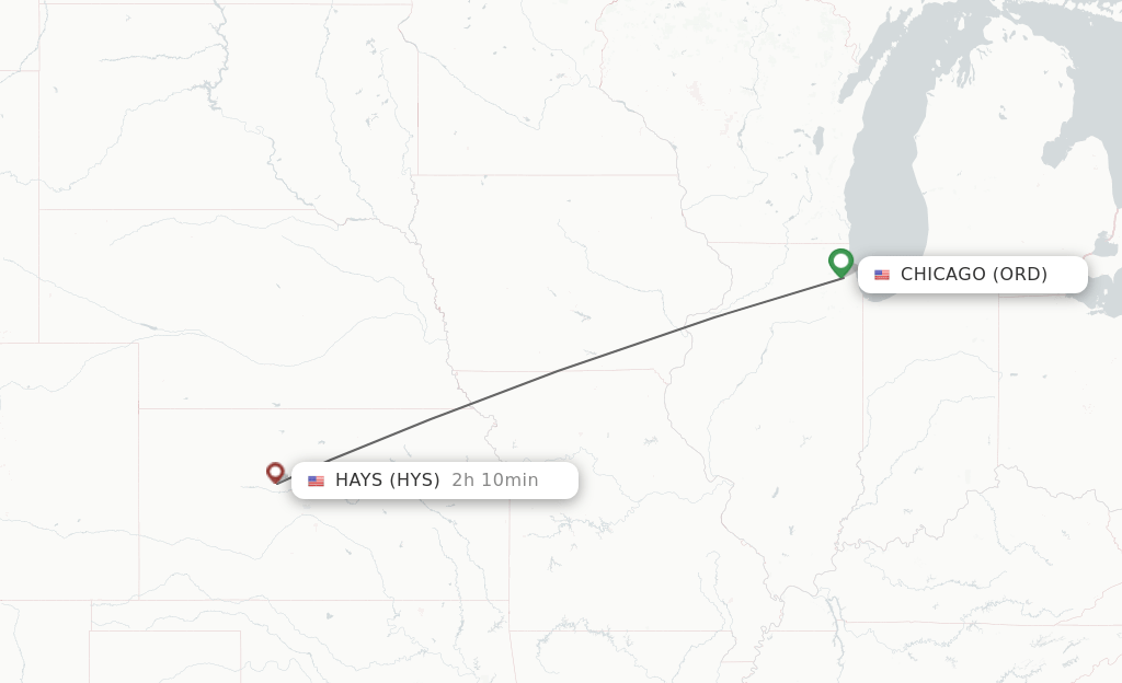 Direct (nonstop) flights from Chicago to Hays schedules