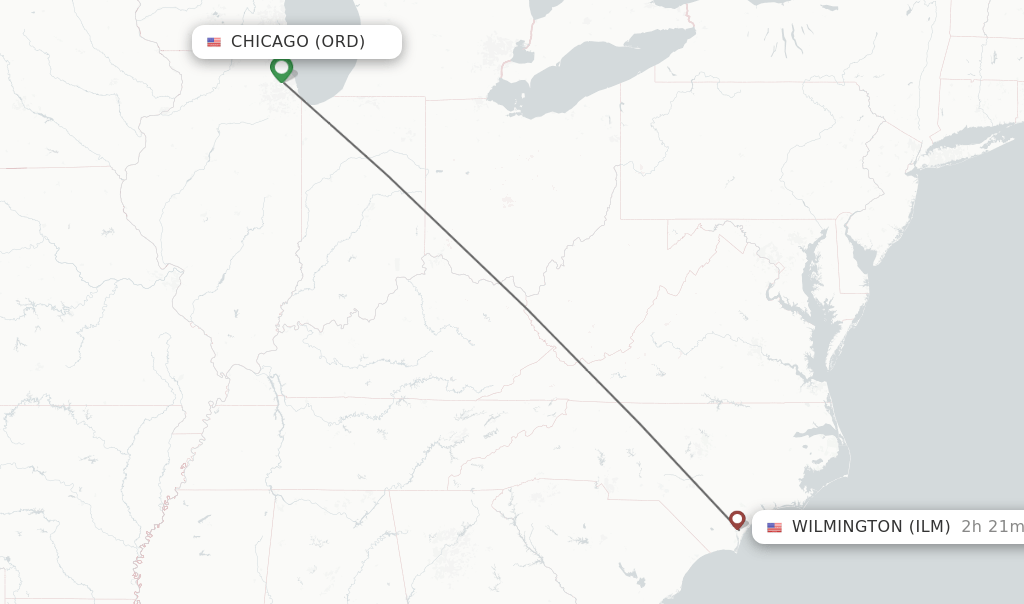 Direct (nonstop) flights from Chicago to Wilmington schedules