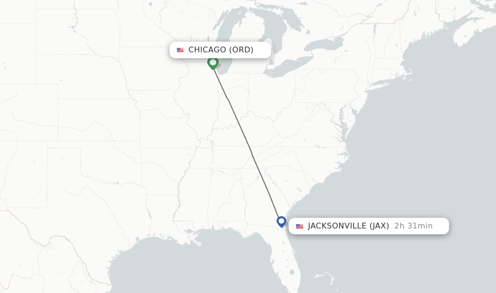 Direct (nonstop) flights from Chicago to Jacksonville schedules