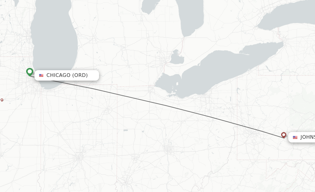 Direct (nonstop) flights from Chicago to Johnstown schedules