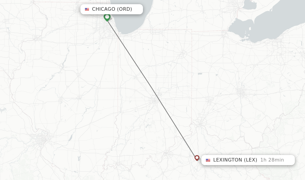 Direct (nonstop) flights from Chicago to Lexington schedules