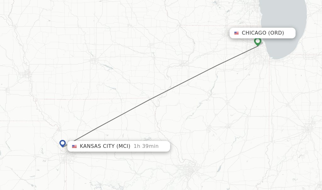 Direct (nonstop) flights from Chicago to Kansas City schedules
