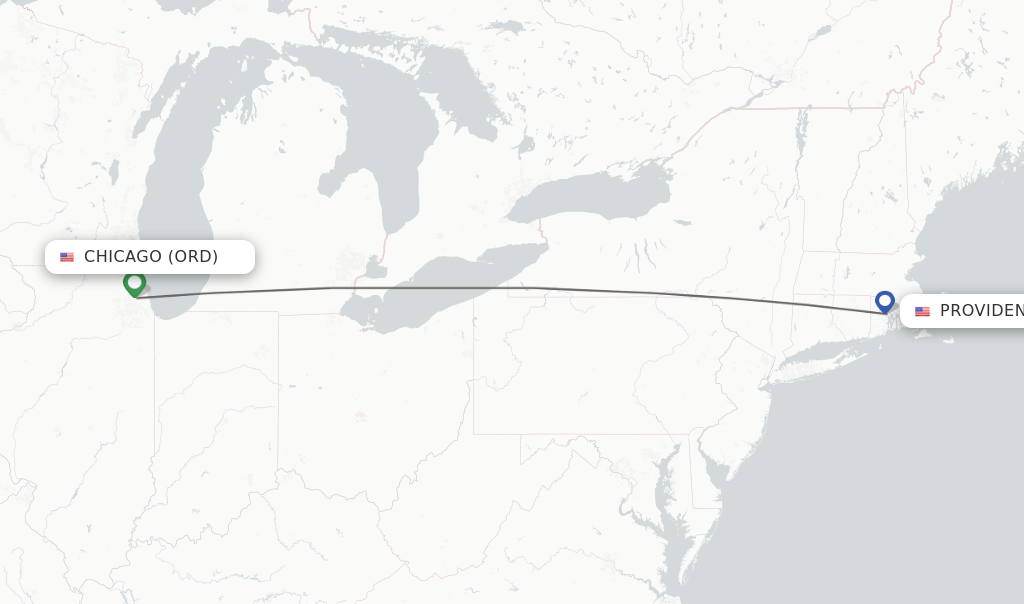 Direct (nonstop) flights from Chicago to Providence schedules