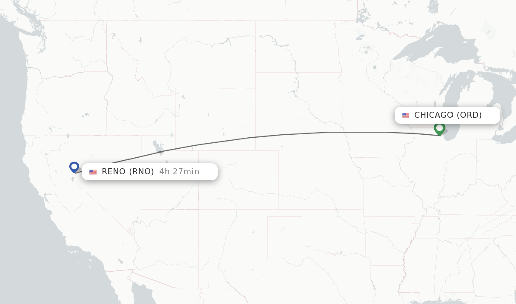 Direct (nonstop) flights from Chicago to Reno schedules