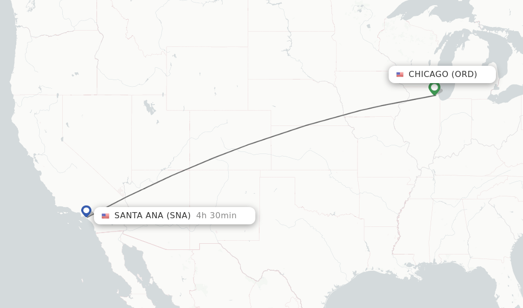 Direct (nonstop) flights from Chicago to Santa Ana schedules