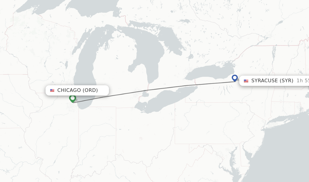 Direct (nonstop) flights from Chicago to Syracuse schedules
