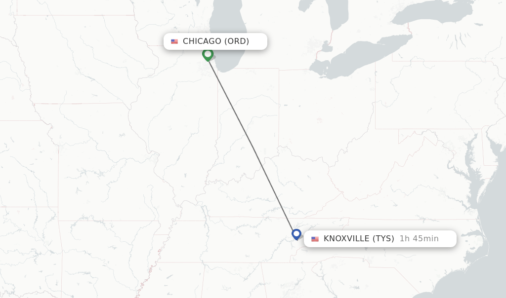 Direct (nonstop) flights from Chicago to Knoxville schedules