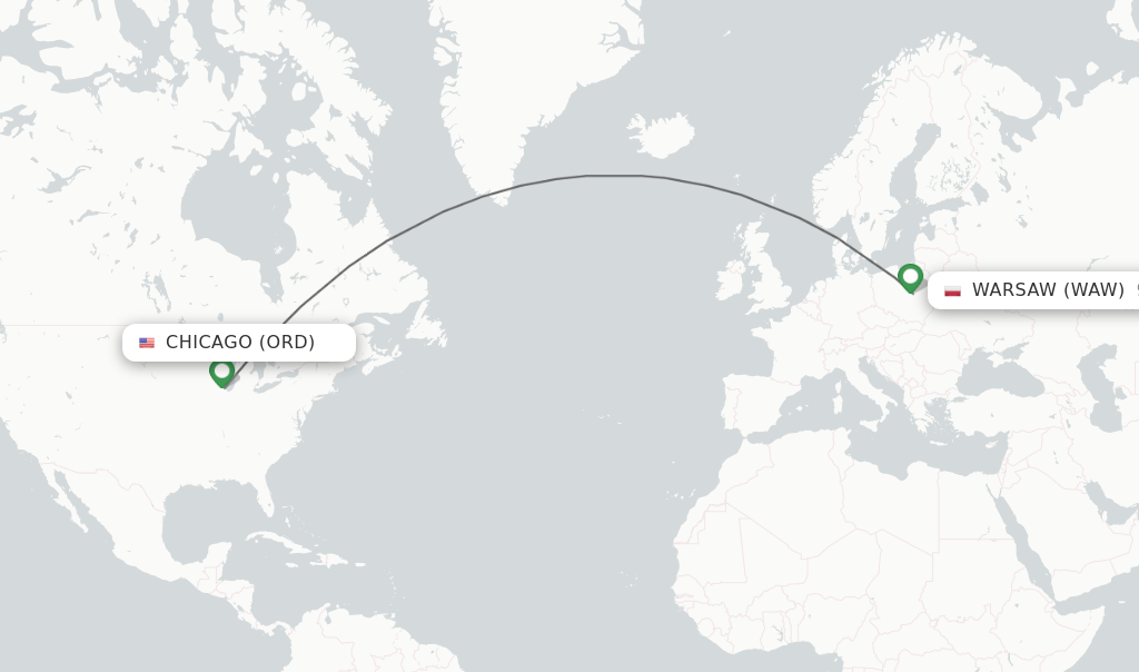 Direct (nonstop) flights from Chicago to Warsaw schedules