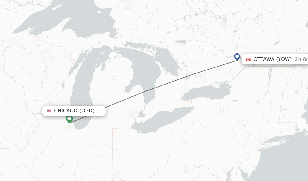 Direct (nonstop) flights from Chicago to Ottawa schedules