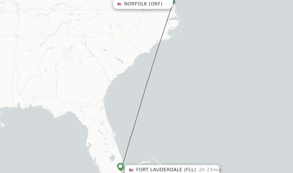 Direct (nonstop) flights from Norfolk to Fort Lauderdale schedules