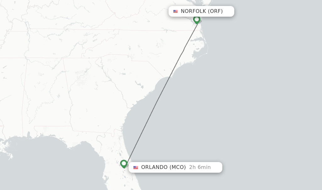 Direct (nonstop) flights from Norfolk to Orlando schedules