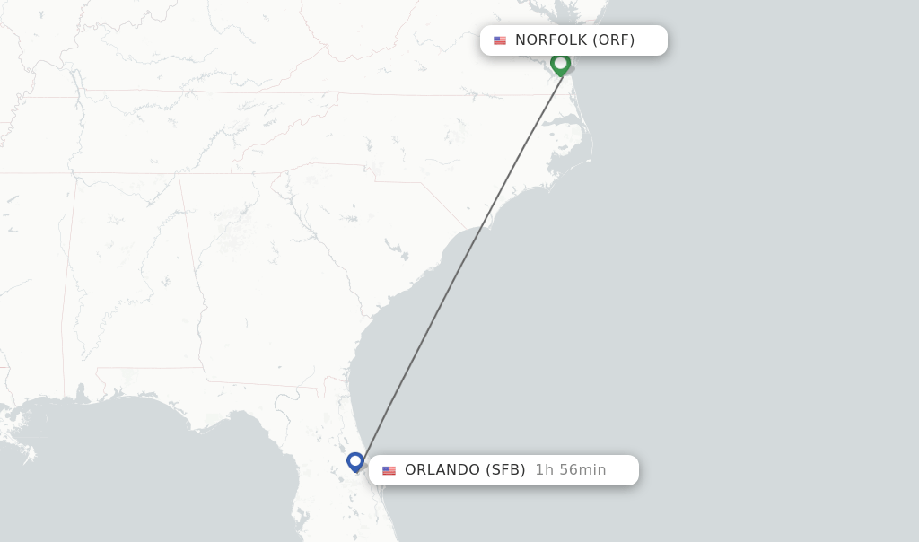 Direct (nonstop) flights from Norfolk to Orlando schedules