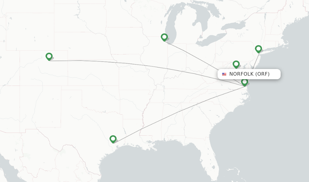 United flights from Norfolk, ORF