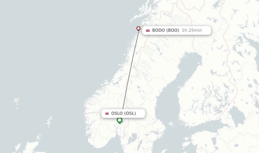 Direct (nonstop) flights from Oslo to Bodo schedules