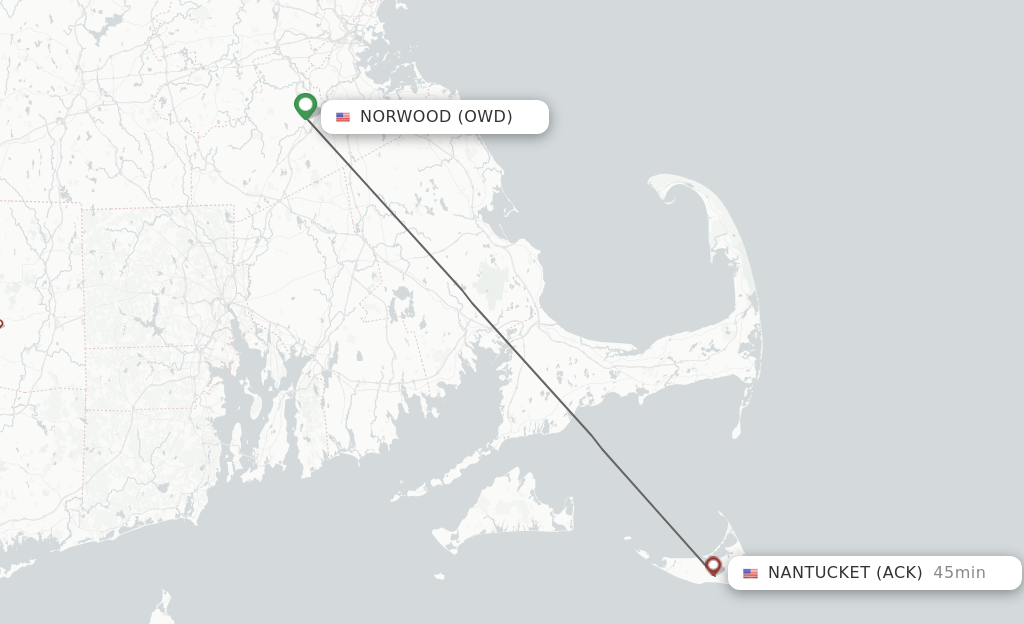 Direct (nonstop) flights from Norwood to Nantucket schedules