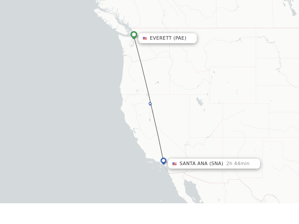 Direct (nonstop) flights from Everett to Santa Ana schedules