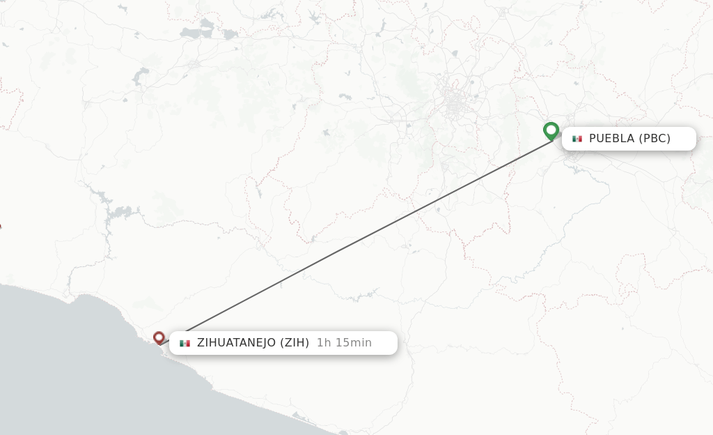 Direct (nonstop) flights from Puebla to Ixtapa/Zihuatanejo schedules