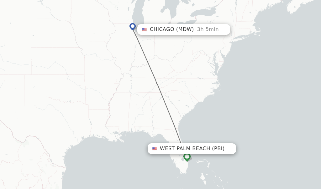 Direct (nonstop) flights from West Palm Beach to Chicago schedules
