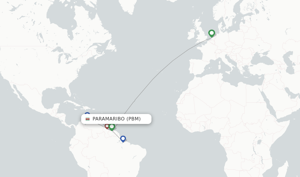 Surinam Airways flights from Paramaribo, PBM
