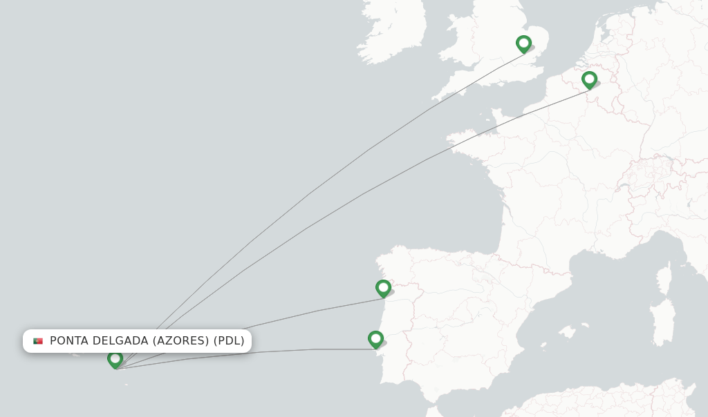 Ryanair flights from Ponta Delgada (Azores), PDL