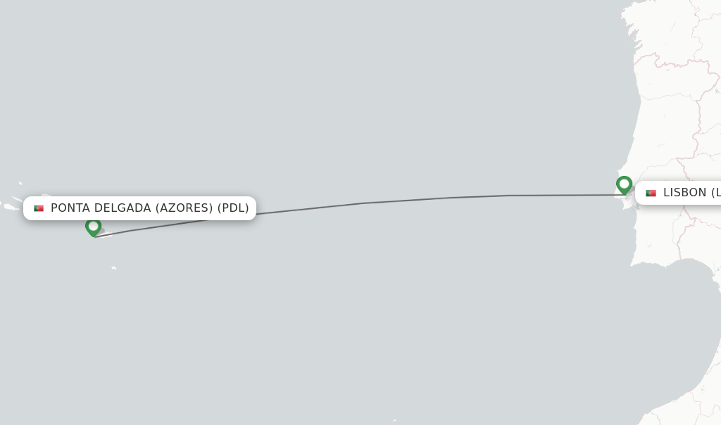 Direct (nonstop) flights from Ponta Delgada (Azores) to Lisbon schedules