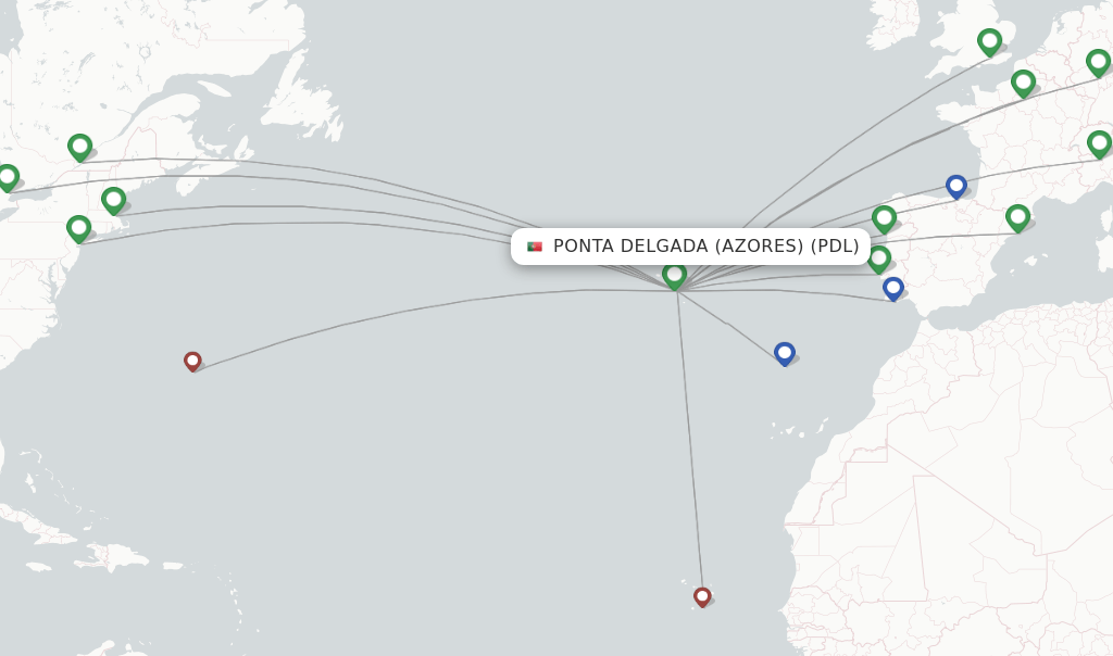 Azores Airlines flights from Ponta Delgada (Azores), PDL