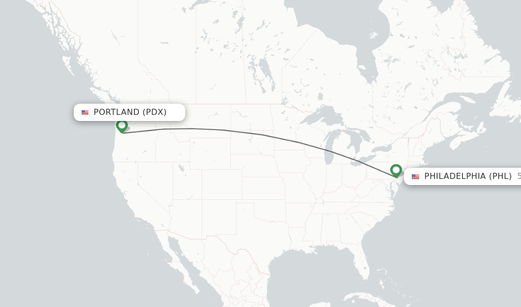 Direct (nonstop) flights from Portland to Philadelphia schedules