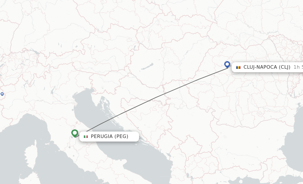 Direct (nonstop) flights from Perugia to ClujNapoca schedules