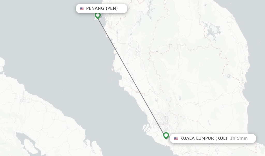 Direct (nonstop) flights from Penang to Kuala Lumpur schedules