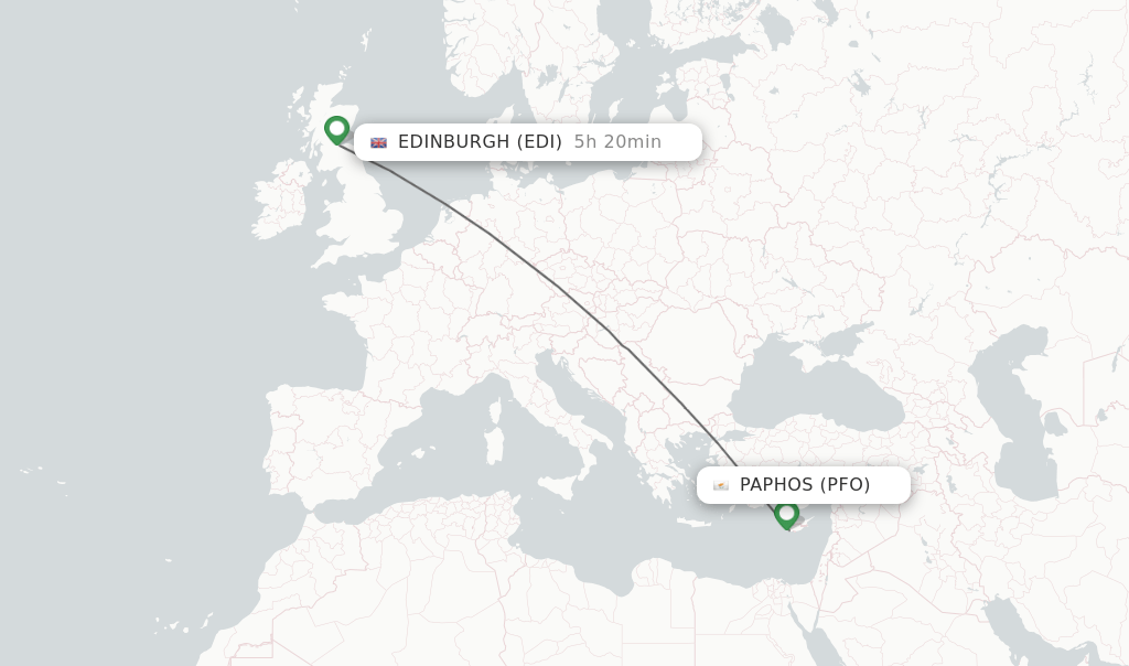 Direct (nonstop) flights from Paphos to Edinburgh schedules